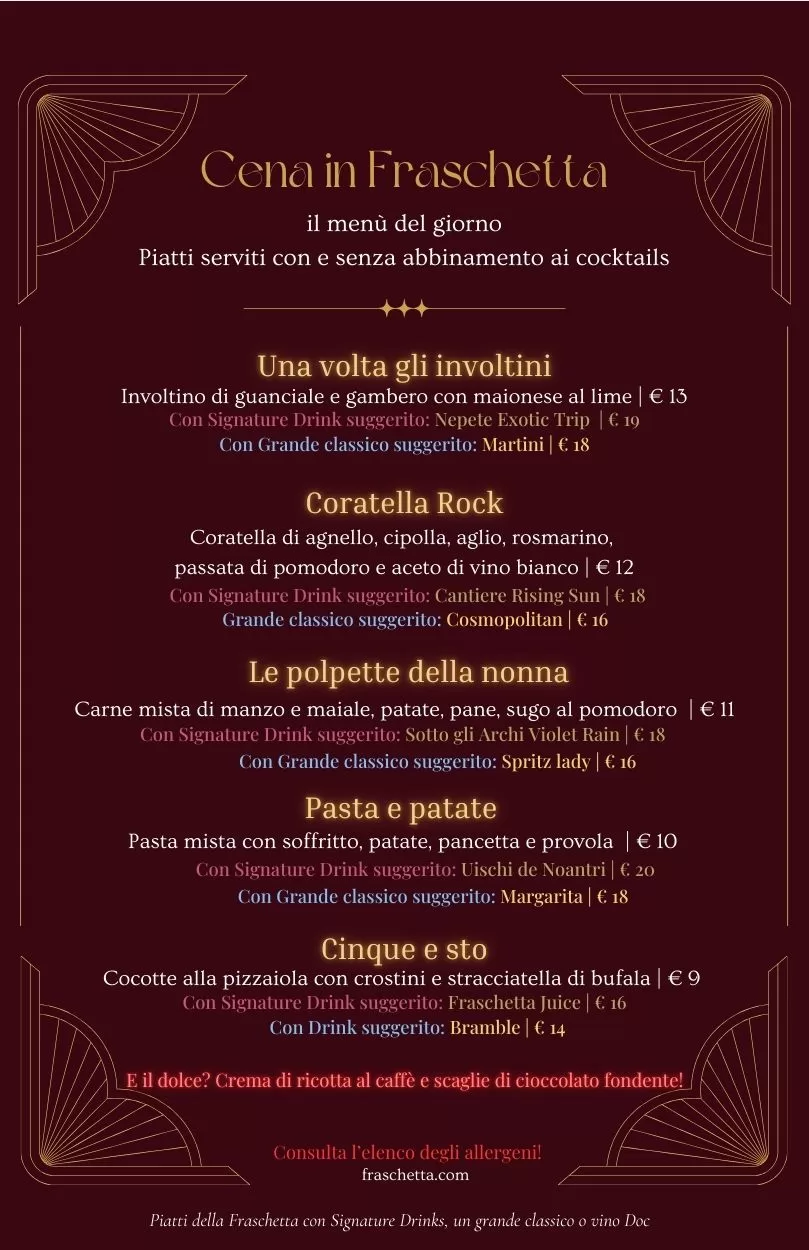 Menu Evento in Cantiere